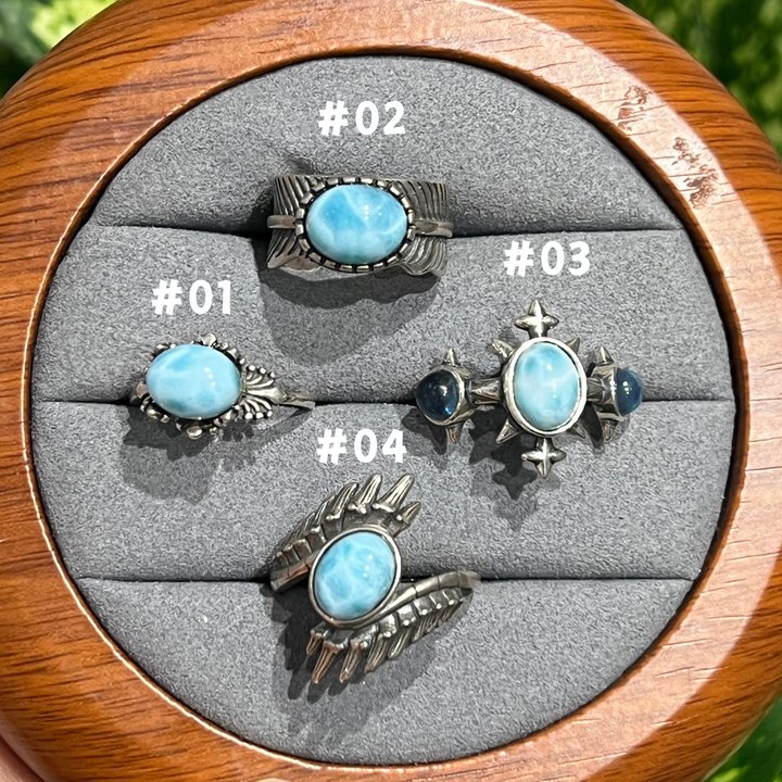 Natural Larimar Ring, S925-2