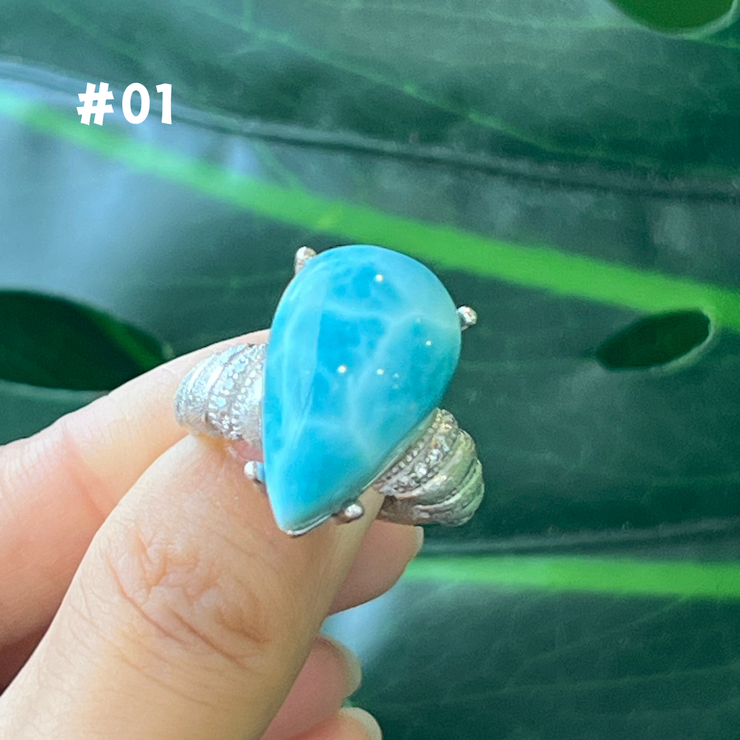 Natural Larimar Ring, S925