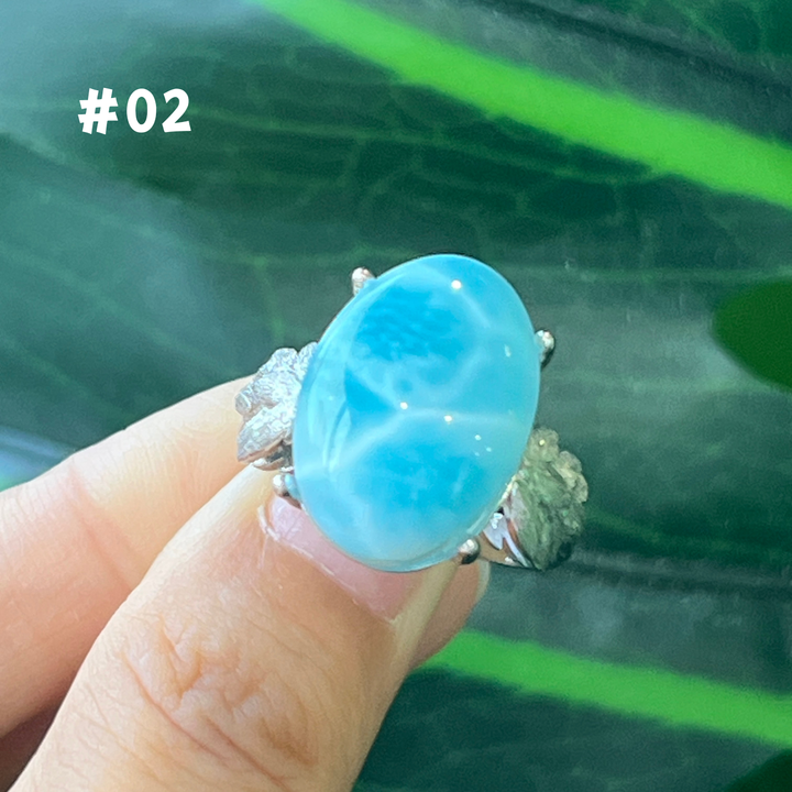 Natural Larimar Ring, S925