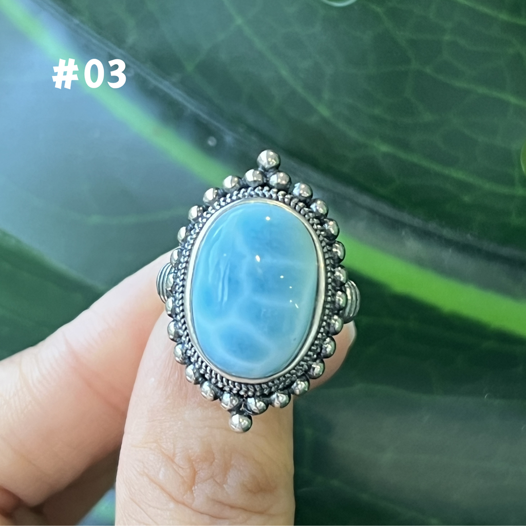 Natural Larimar Ring, S925