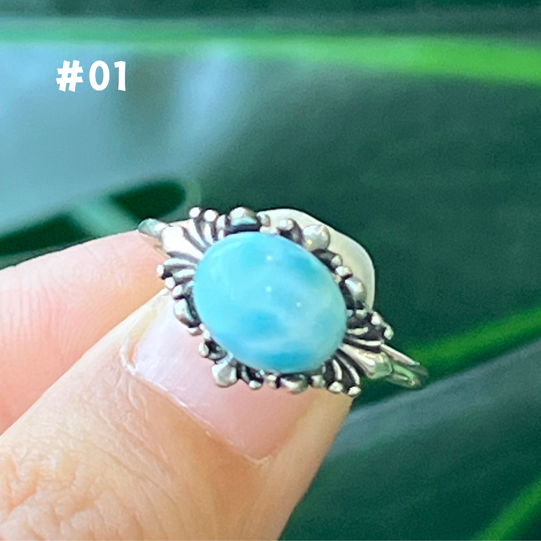 Natural Larimar Ring, S925-2