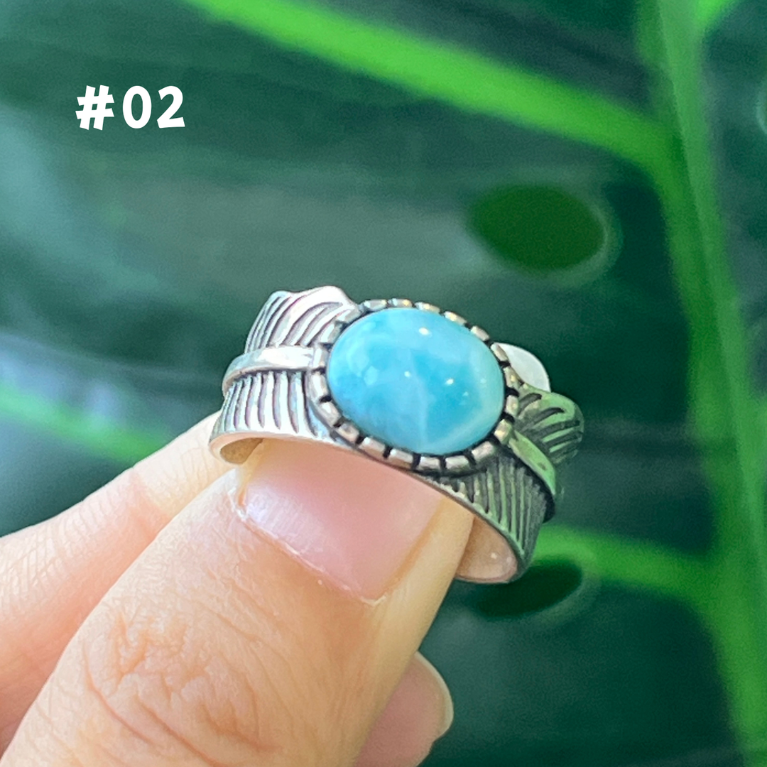 Natural Larimar Ring, S925-2