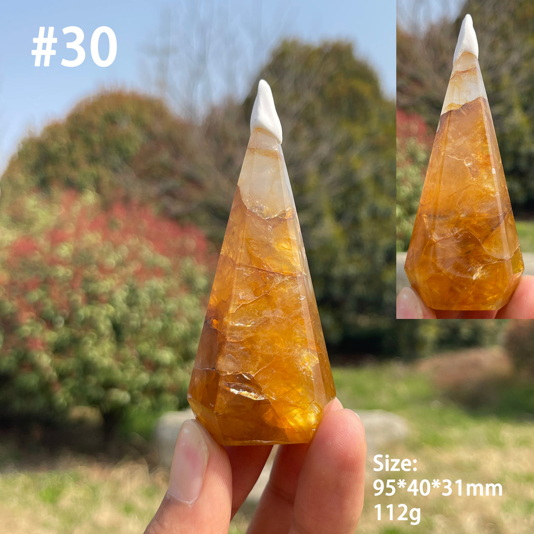 Unique,Natural Crystal Golden Healer Diamond Tower