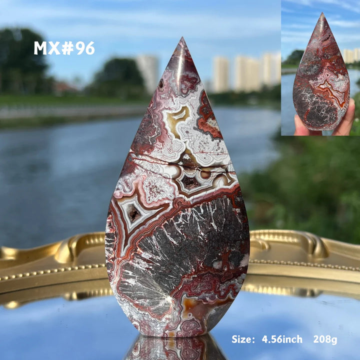 Unique, Mexican Crazy Lace Agate Teardrop