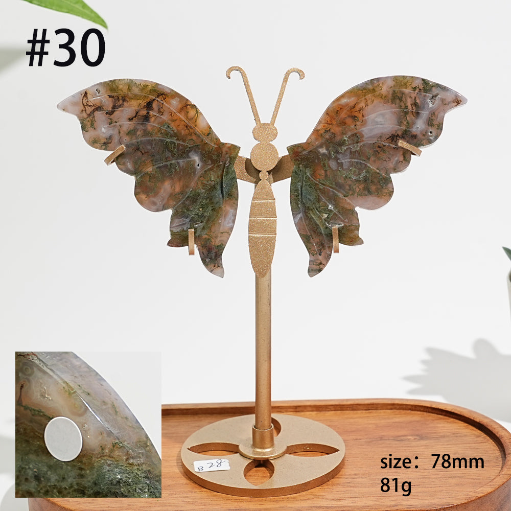 Unique,A Slightly Imperfect Natural Moss Agate Butterfly Wing Display