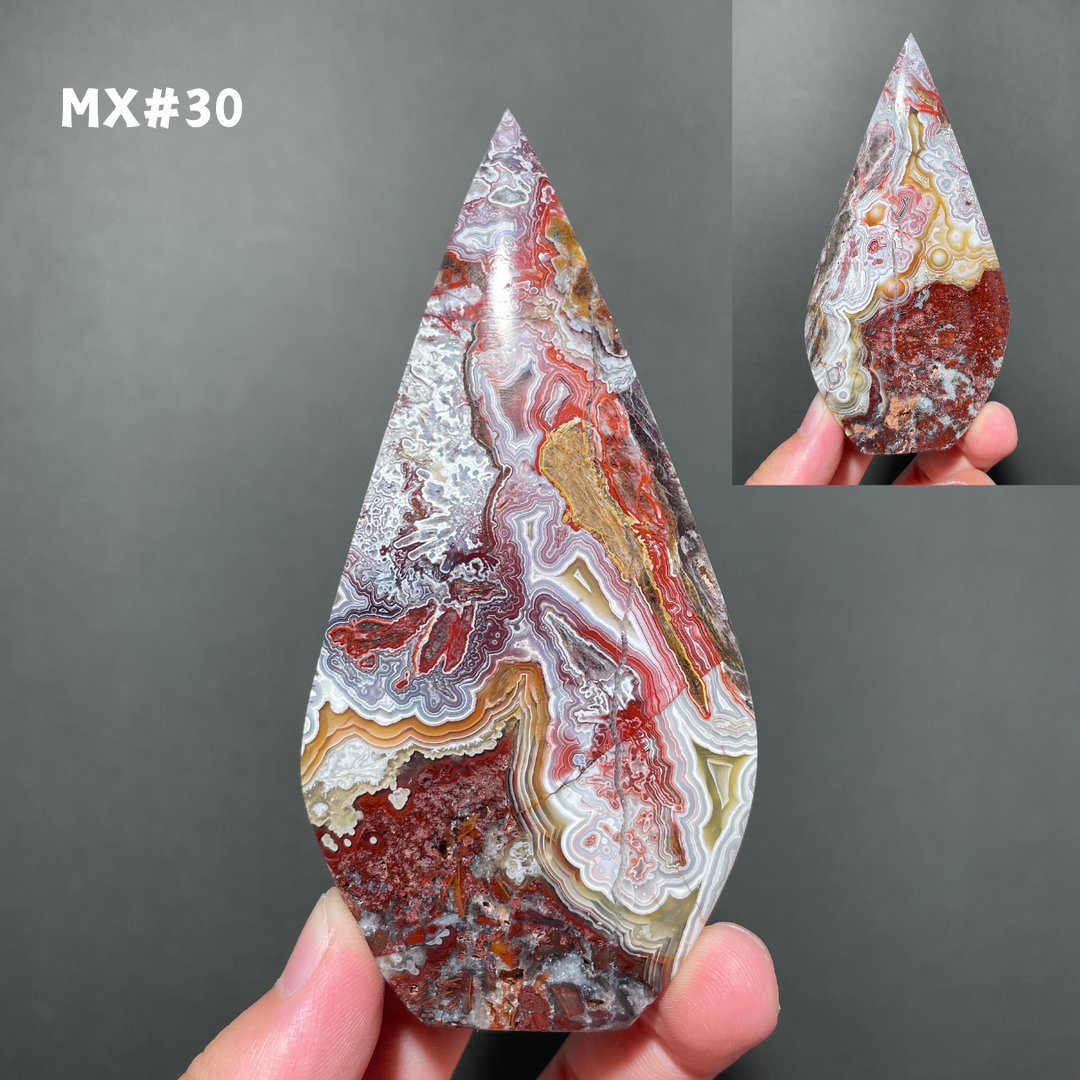 Unique, Mexican Crazy Lace Agate Teardrop