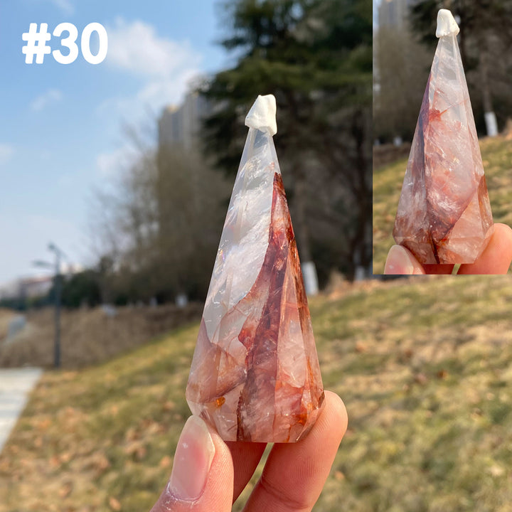 Unique,Natural Crystal Fire Quartz Diamond Tower