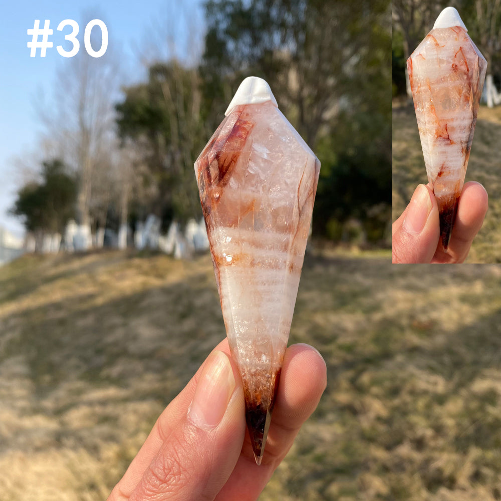 Unique,Natural Crystal Fire Quartz Wand