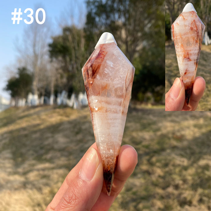 Unique,Natural Crystal Fire Quartz Wand