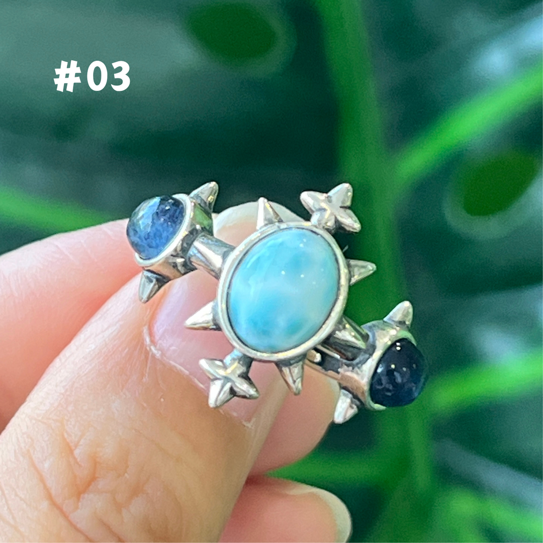 Natural Larimar Ring, S925-2