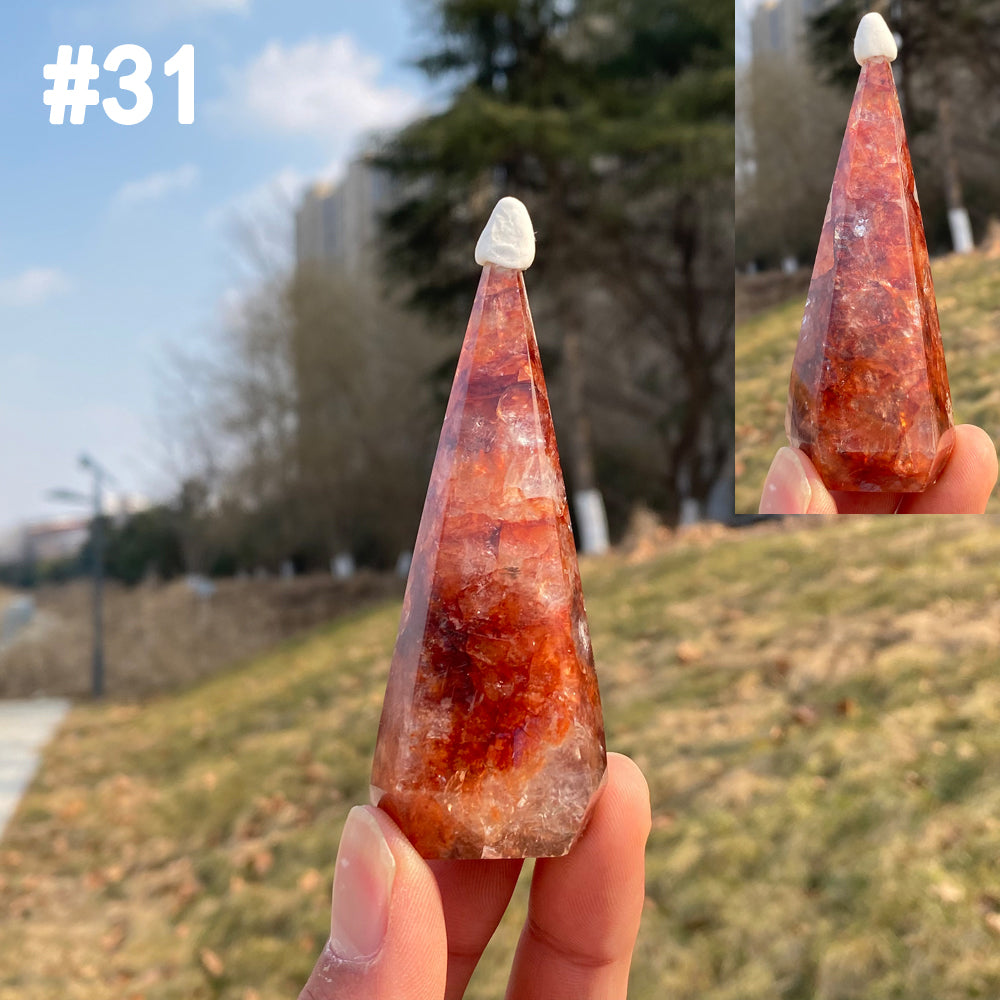Unique,Natural Crystal Fire Quartz Diamond Tower