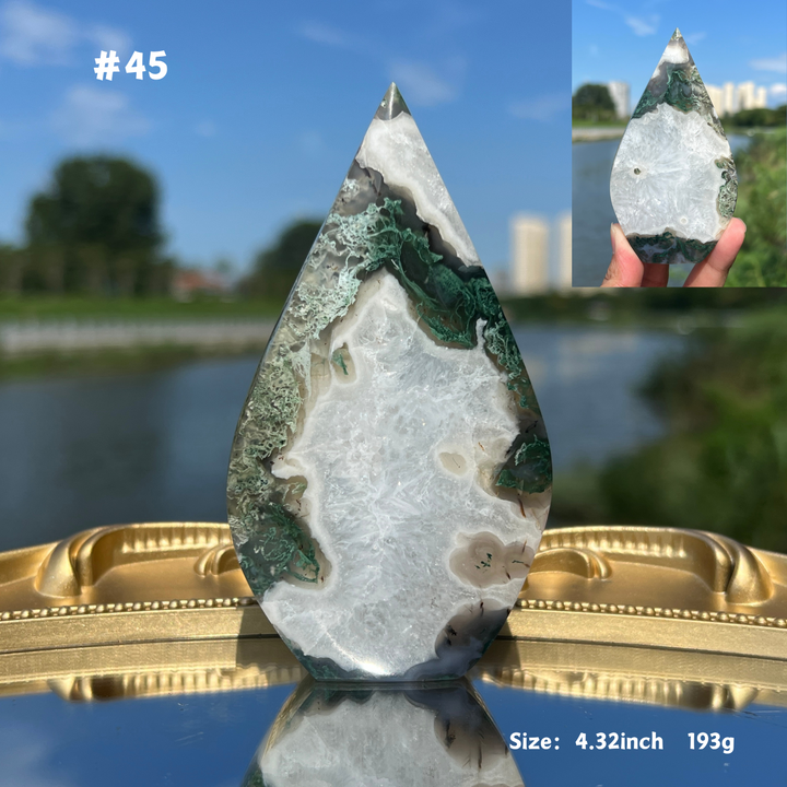Unique,Moss Agate Teardrop
