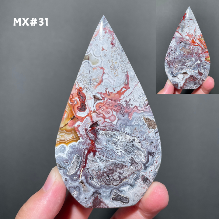 Unique, Mexican Crazy Lace Agate Teardrop