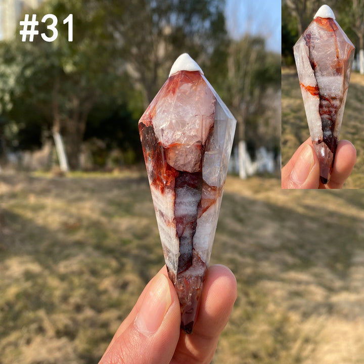 Unique,Natural Crystal Fire Quartz Wand