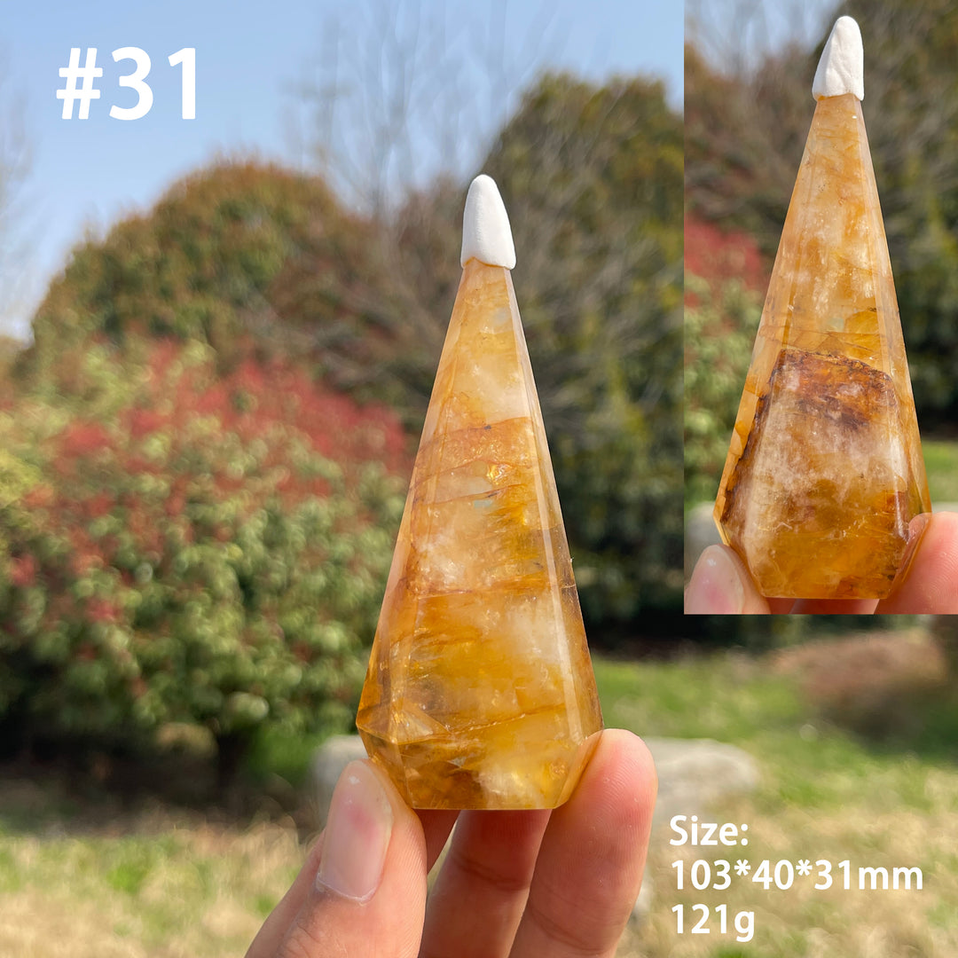 Unique,Natural Crystal Golden Healer Diamond Tower