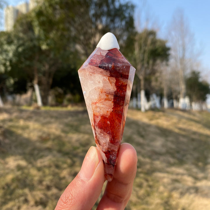 Unique,Natural Crystal Fire Quartz Wand