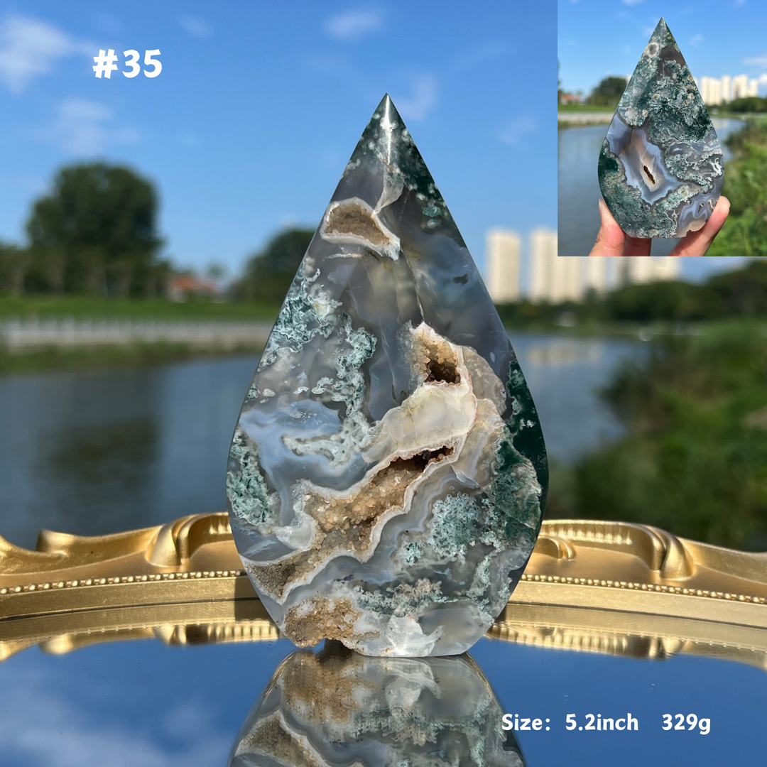 Unique,Moss Agate Teardrop