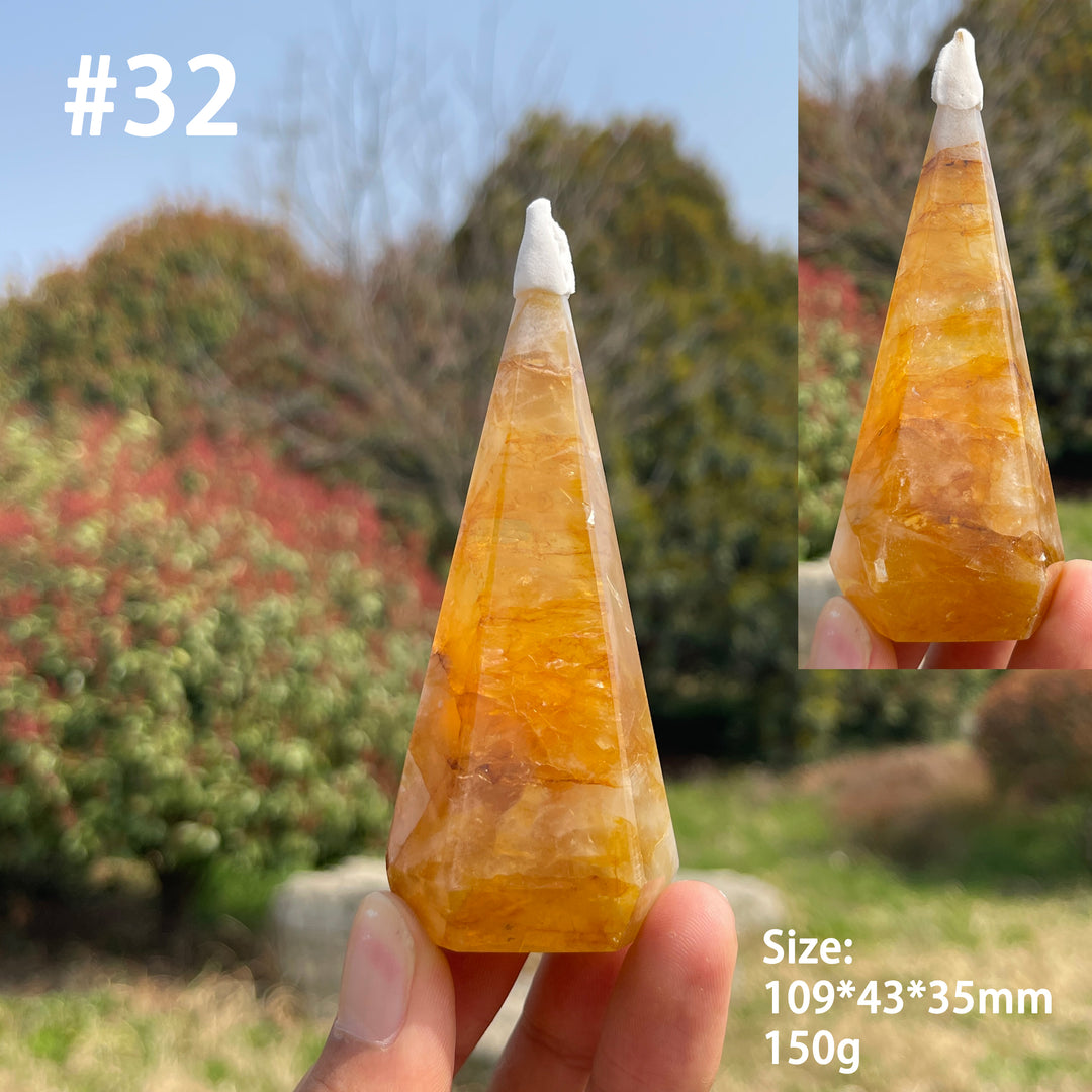 Unique,Natural Crystal Golden Healer Diamond Tower