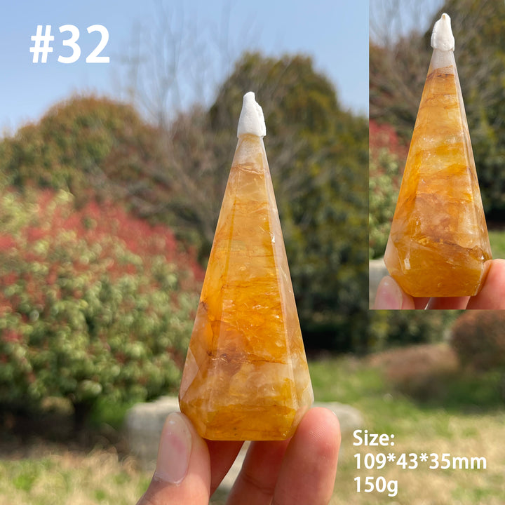 Unique,Natural Crystal Golden Healer Diamond Tower