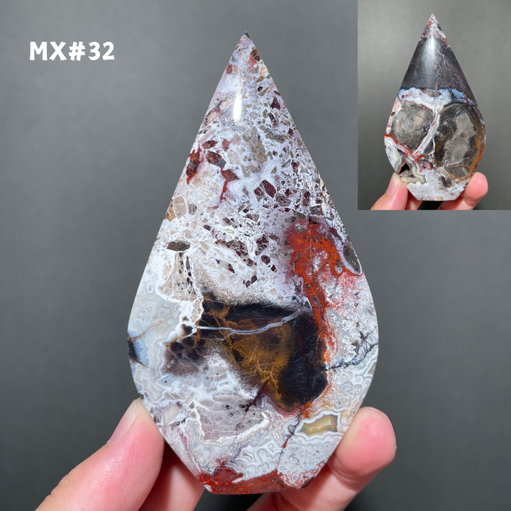 Unique, Mexican Crazy Lace Agate Teardrop
