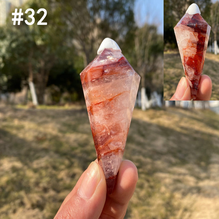 Unique,Natural Crystal Fire Quartz Wand