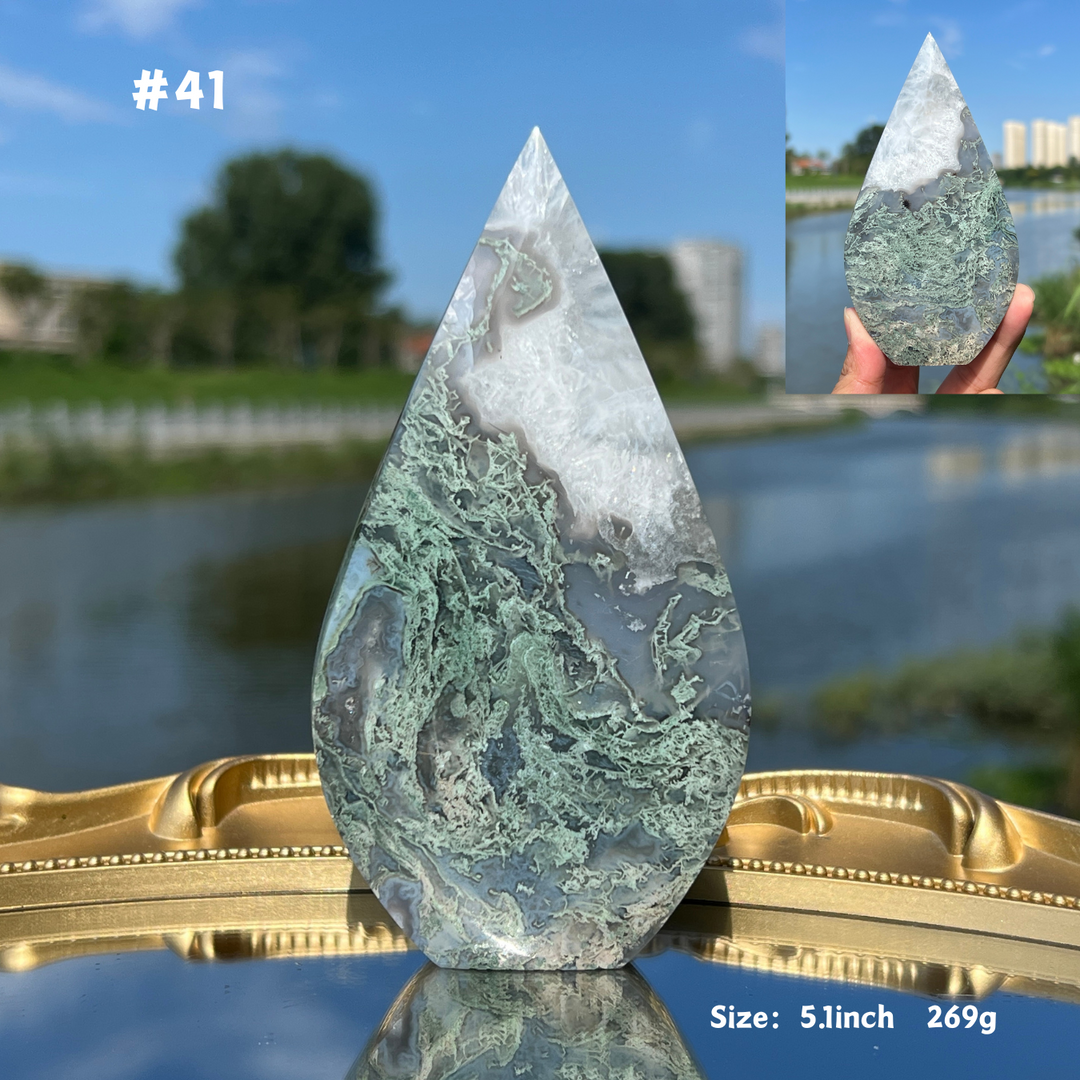 Unique,Moss Agate Teardrop