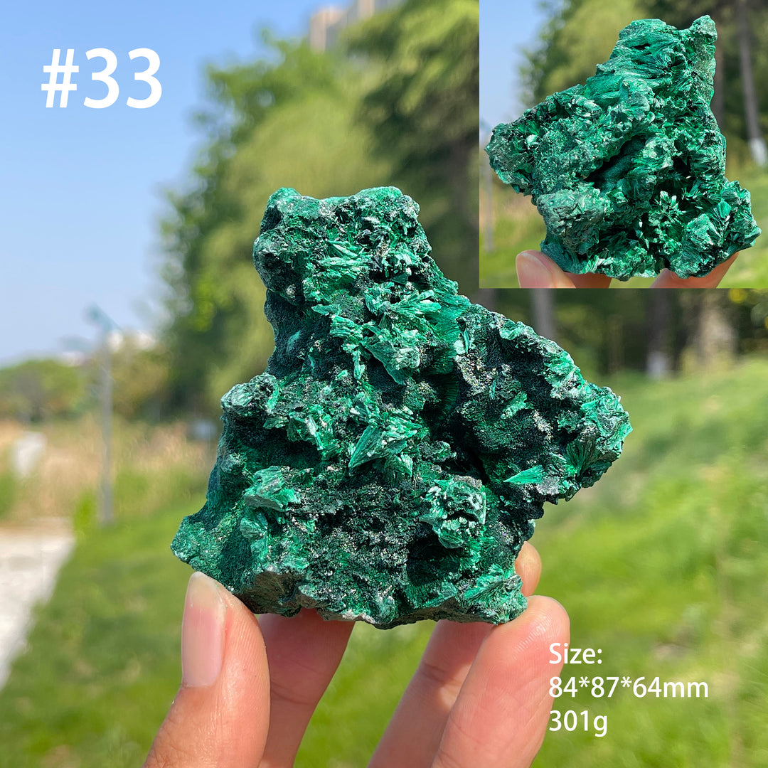 Unique,Natural Crystal Acicular Malachite Raw