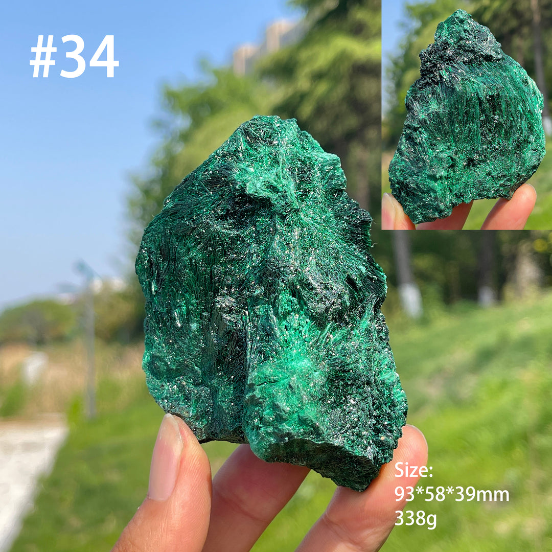 Unique,Natural Crystal Acicular Malachite Raw