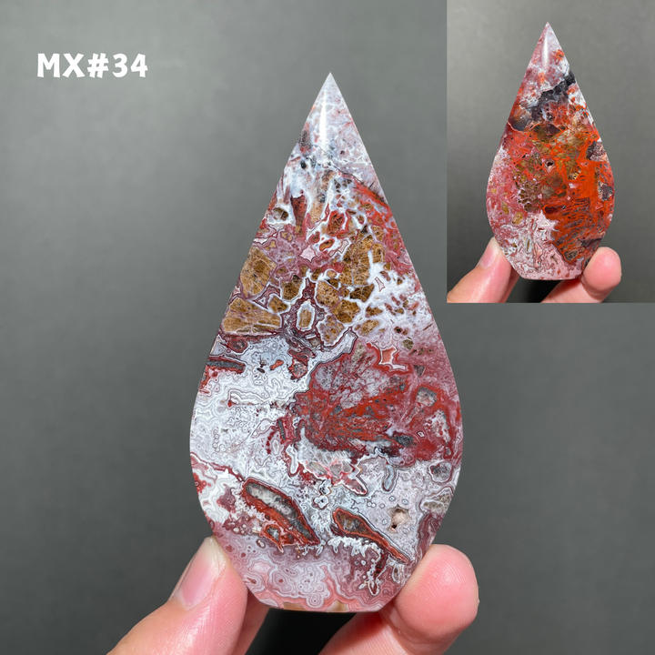 Unique, Mexican Crazy Lace Agate Teardrop