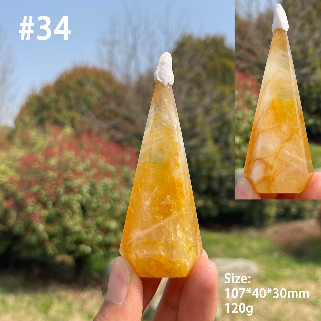 Unique,Natural Crystal Golden Healer Diamond Tower