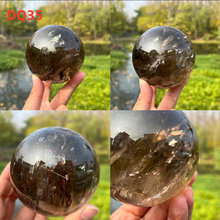 Rutilated Smoky Quartz Sphere