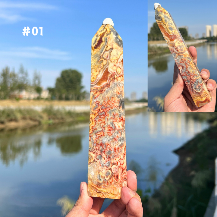 Natural Crazy Lace Agate Tower