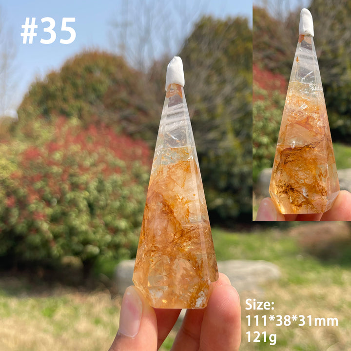Unique,Natural Crystal Golden Healer Diamond Tower