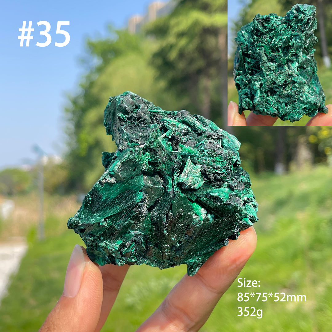 Unique,Natural Crystal Acicular Malachite Raw