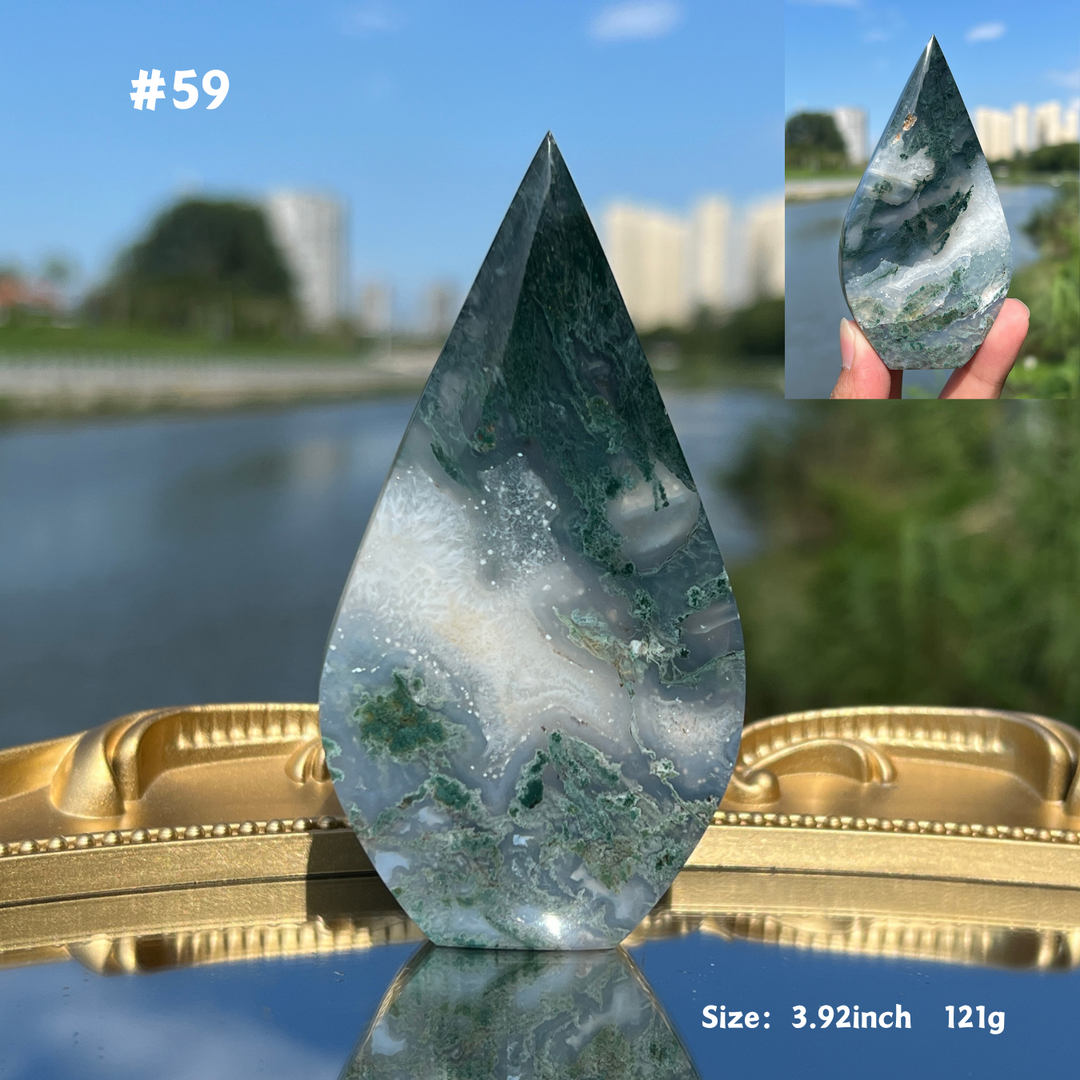 Unique,Moss Agate Teardrop