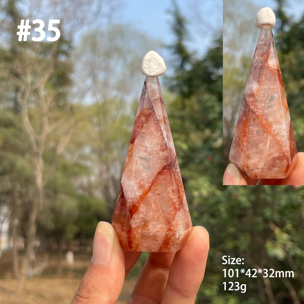 Unique,Natural Crystal Fire Quartz Diamond Tower