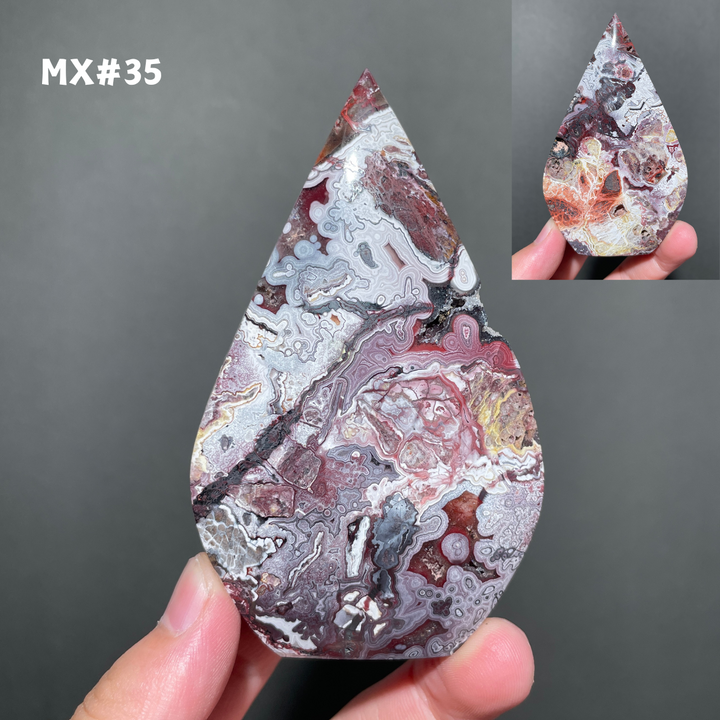 Unique, Mexican Crazy Lace Agate Teardrop