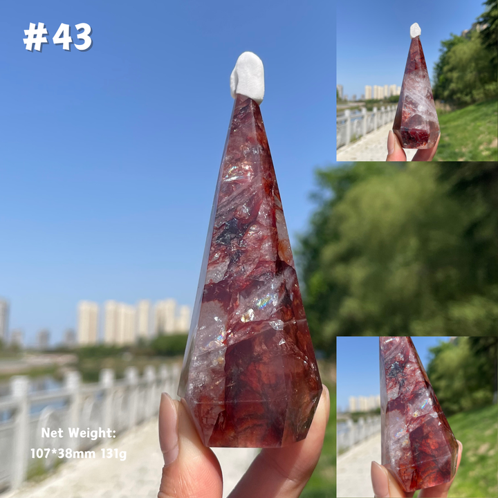 Unique,Natural Crystal Fire Quartz Diamond Tower