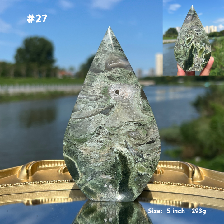 Unique,Moss Agate Teardrop