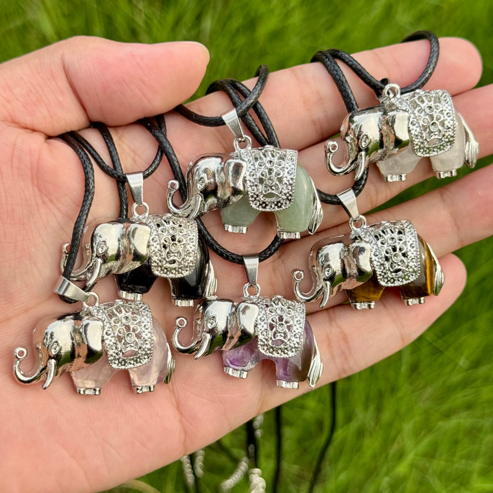 Crystal Carved Elephant Pendant