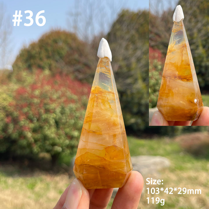 Unique,Natural Crystal Golden Healer Diamond Tower