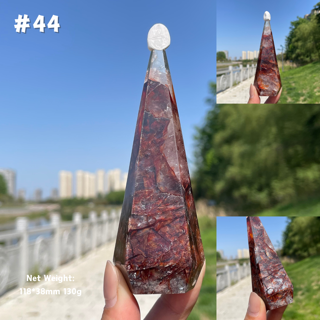 Unique,Natural Crystal Fire Quartz Diamond Tower