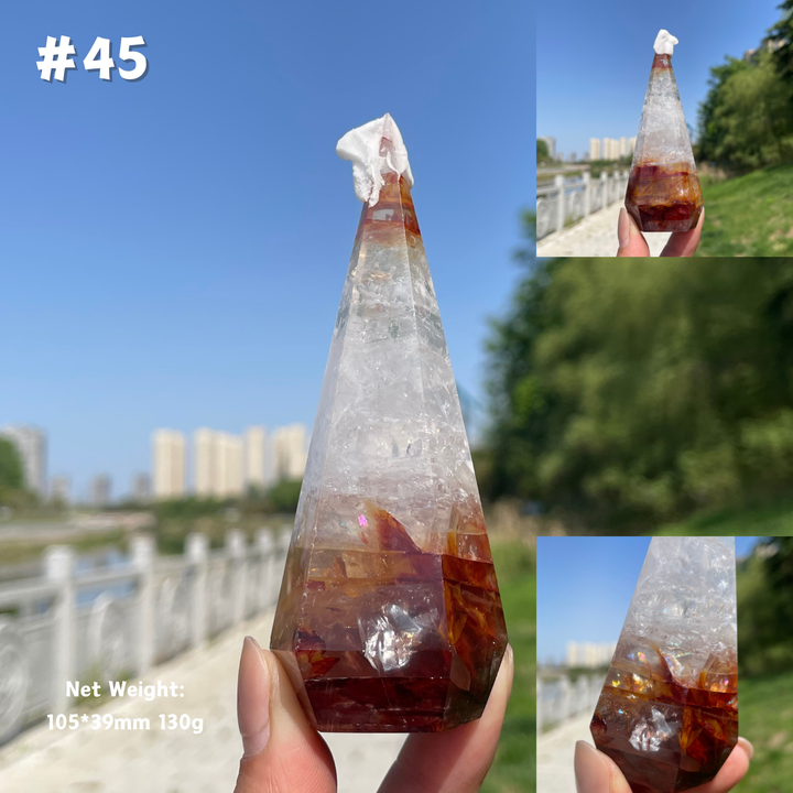 Unique,Natural Crystal Fire Quartz Diamond Tower