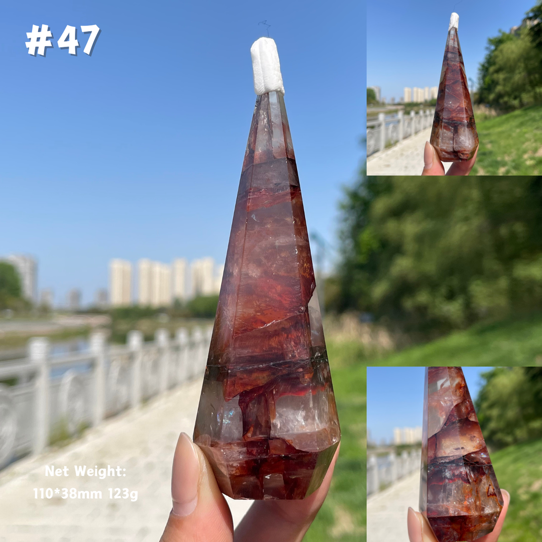 Unique,Natural Crystal Fire Quartz Diamond Tower