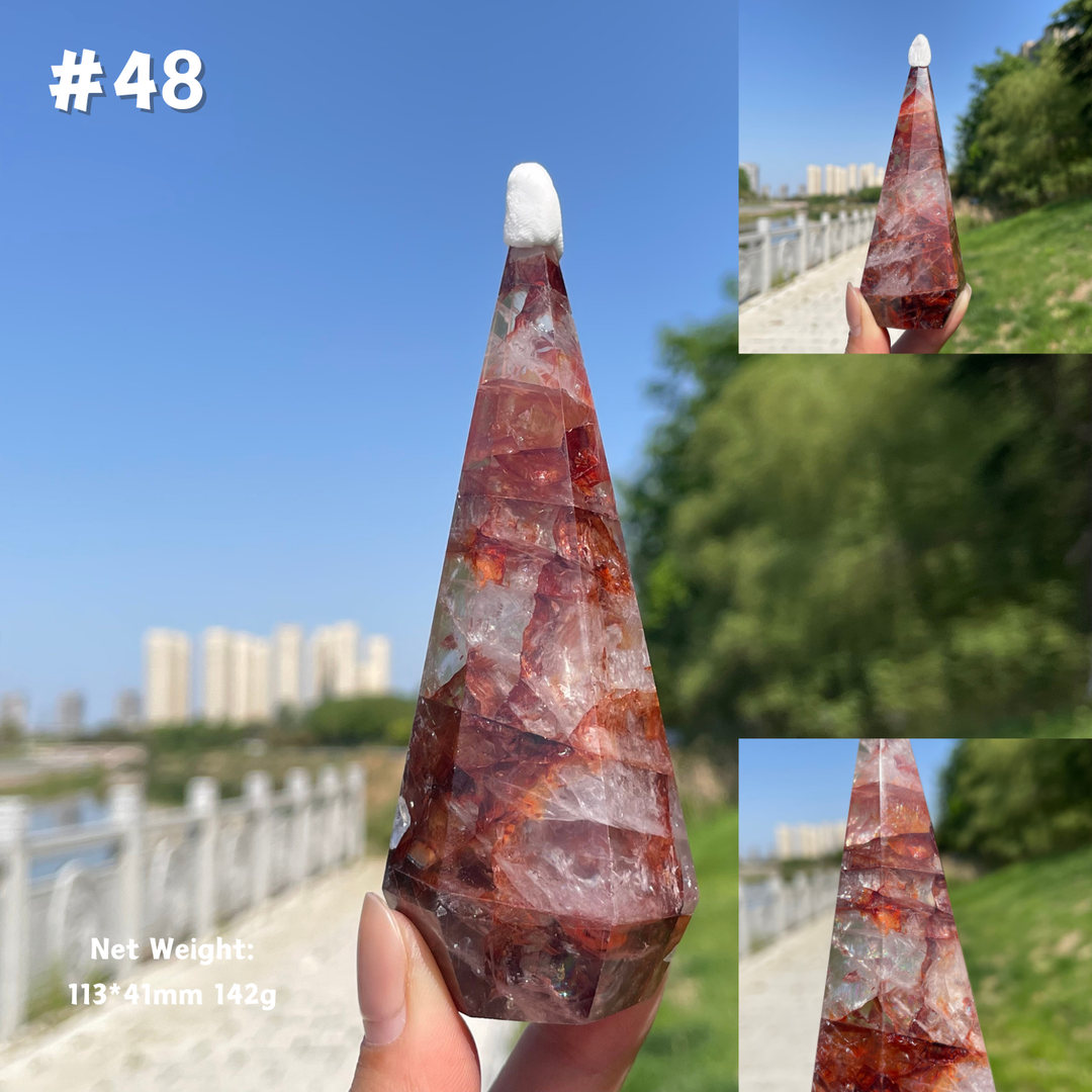 Unique,Natural Crystal Fire Quartz Diamond Tower