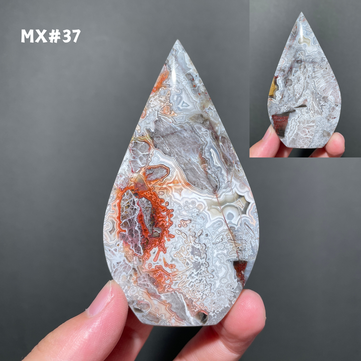 Unique, Mexican Crazy Lace Agate Teardrop