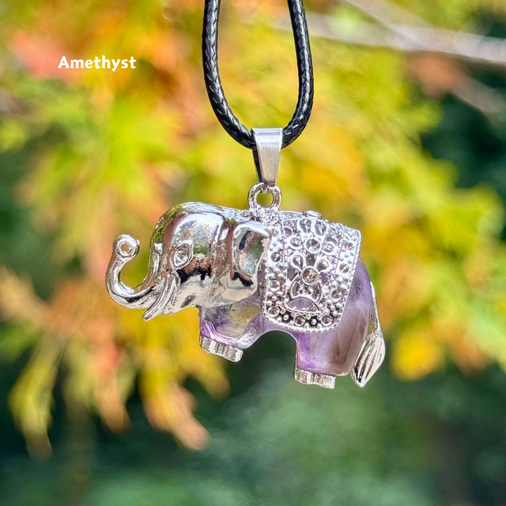 Crystal Carved Elephant Pendant