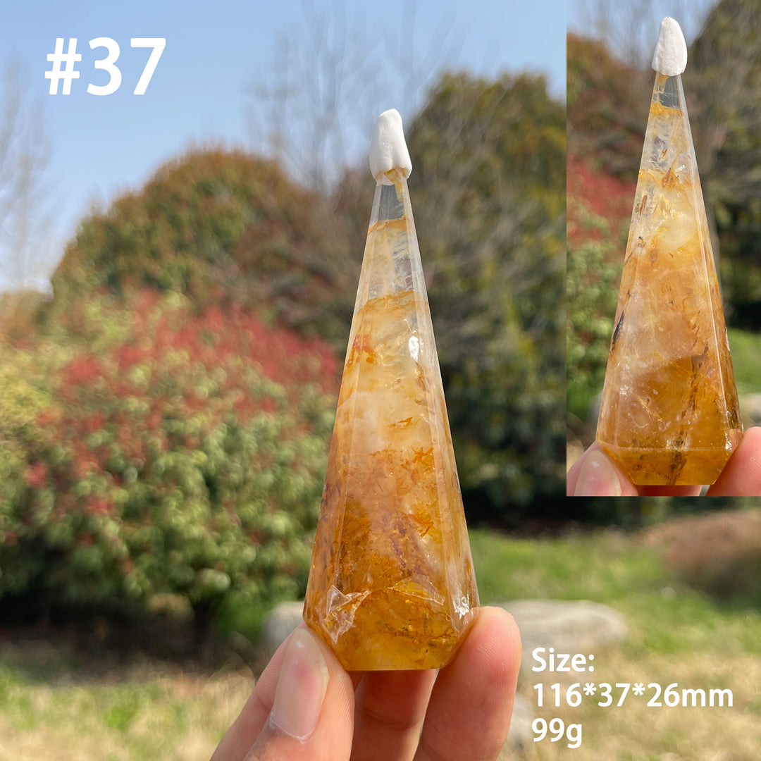 Unique,Natural Crystal Golden Healer Diamond Tower