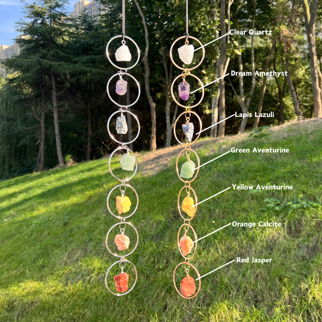 7 Chakra Raw Stone Suncatcher