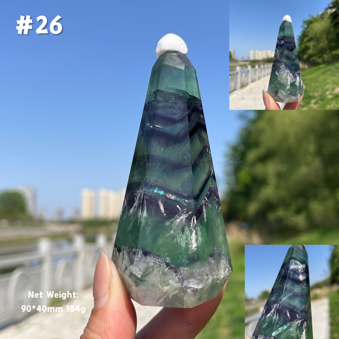 Unique,Natural Crystal Fluorite Diamond Tower